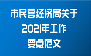 市民营经济局关于2021年工作要点范文