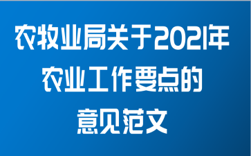 农牧业局关于2021年农业工作要点的意见范文