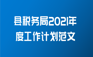 县税务局2021年度工作计划范文